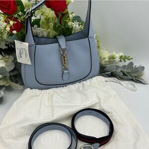 Women's Gucci, Jackie, 1961 hobo bag medium size light blue grain calf skin NWT